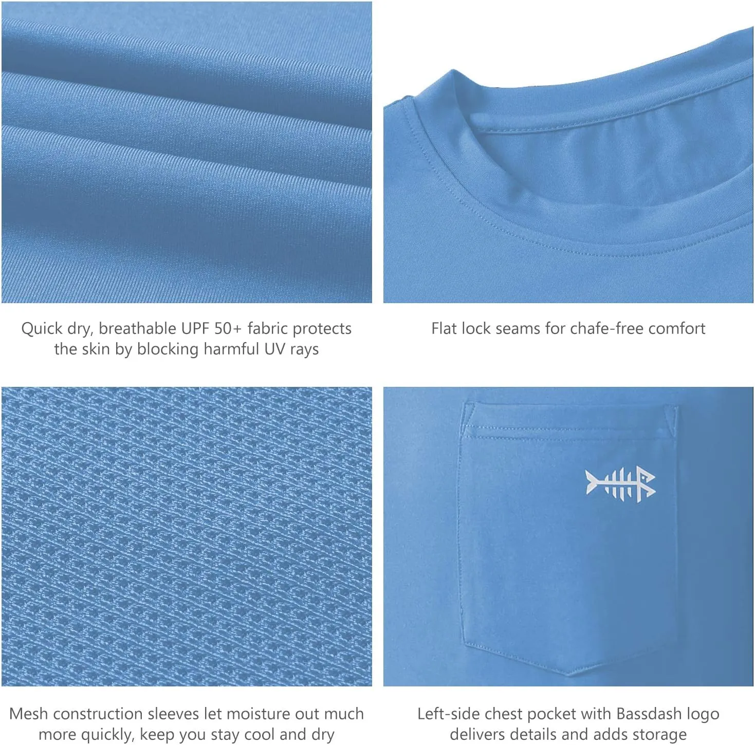 BASSDASH Men??s UPF 50  Performance Long Sleeve T-Shirt UV Sun Protection Fishing Hiking Sports Shirts