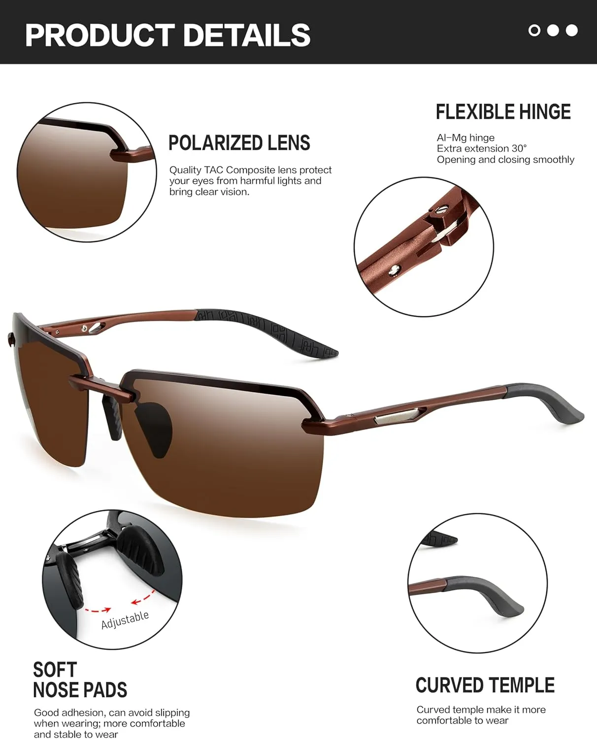 BIRCEN Polarized Sunglasses for Men - UV Protection Sports Sun Glasses Classic Black Shades for Driving Fishing