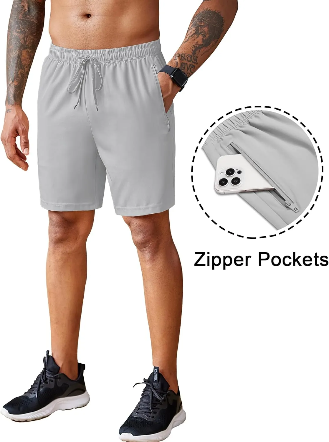 COOFANDY Men's 2 Pack Workout Gym Shorts 7 Inch / 5 Inch Athletic Shorts Lightweight Casual Jogger Short with Zipper Pockets