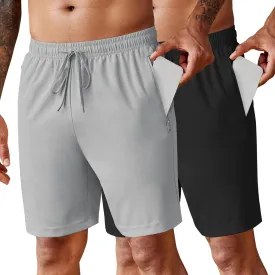 COOFANDY Men's 2 Pack Workout Gym Shorts 7 Inch / 5 Inch Athletic Shorts Lightweight Casual Jogger Short with Zipper Pockets