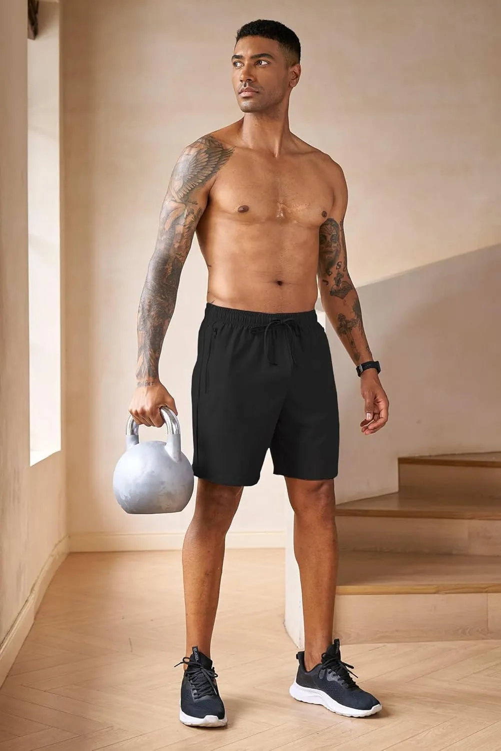 COOFANDY Men's 2 Pack Workout Gym Shorts 7 Inch / 5 Inch Athletic Shorts Lightweight Casual Jogger Short with Zipper Pockets