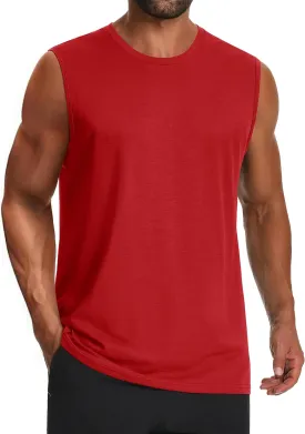 Cotrasen Men's Tank Top UPF 50  Cotton Sleeveless Shirt Lightweight Casual Gym Workout Shirts Cooling Muscle Tee Shirt