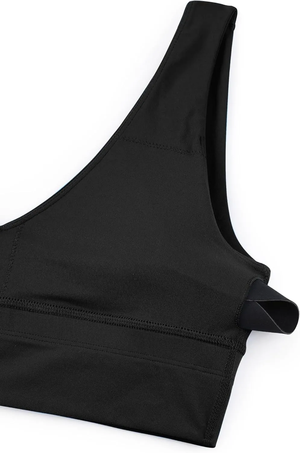 CRZ YOGA Butterluxe Womens V-Neck Longline Sports Bra - Wireless U-Shaped Open Back Yoga Low Impact Padded Crop Top