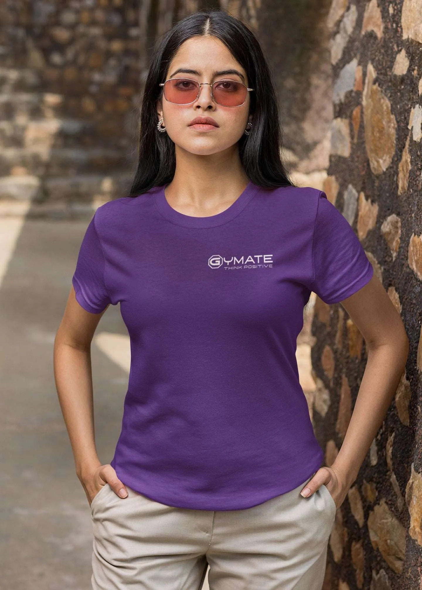Designer T shirts for women chest 'Think Positive' col