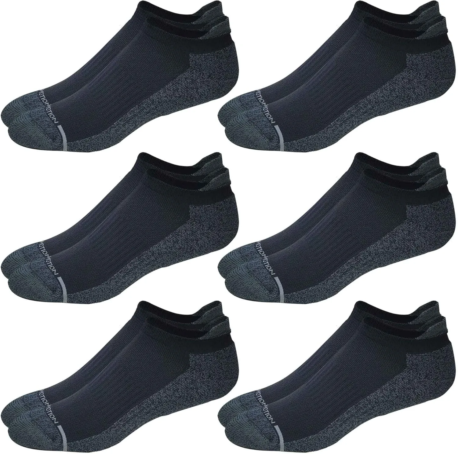 Dr. Motion 6 Pairs pack Mens Low Cut Cushioned Breathable Compression Ankle Socks with Arch Support