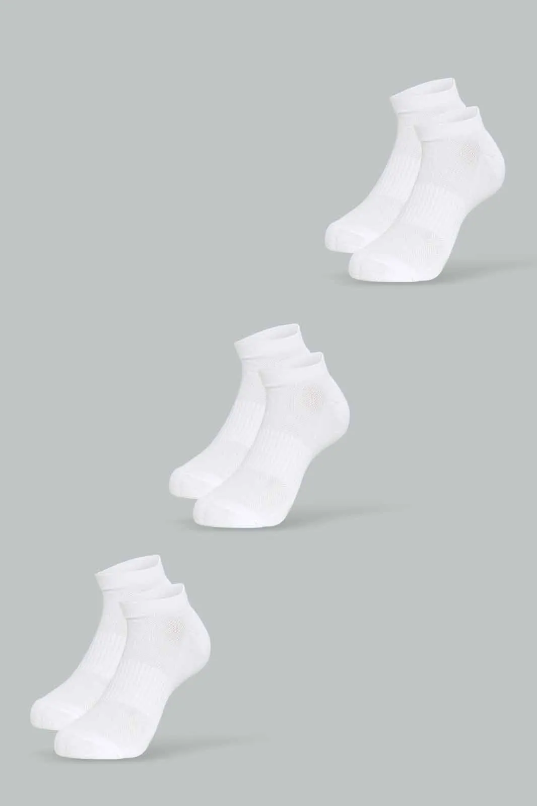 Men White Sports Socks (Pack of 3)