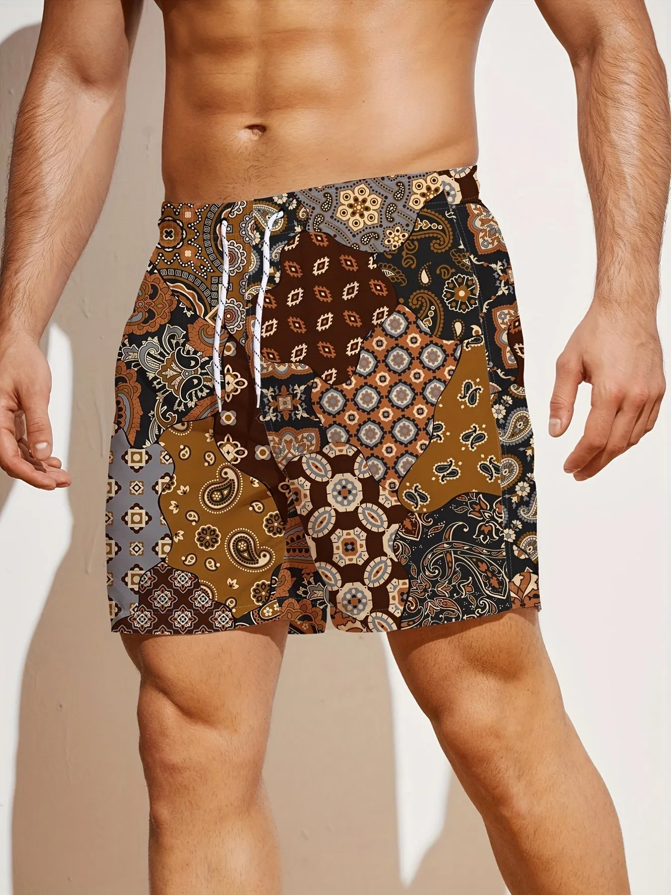 Men's Casual Simple Bohemian Style Colorful Sports Short Pants