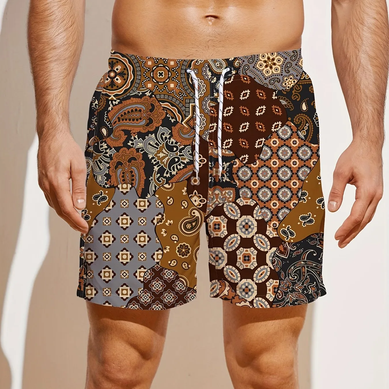 Men's Casual Simple Bohemian Style Colorful Sports Short Pants