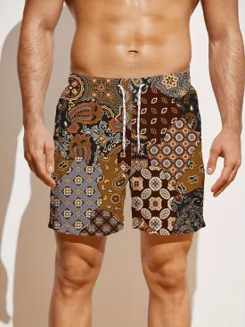 Men's Casual Simple Bohemian Style Colorful Sports Short Pants