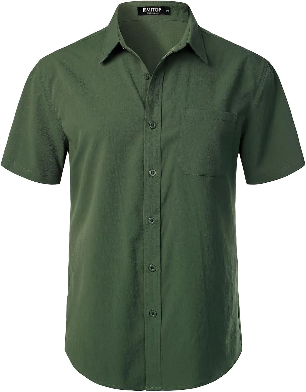 Men's Stretch Wrinkle Free Short Sleeve Texture Shirt Lightweight Summer Button Down Shirts for Beach Vacation
