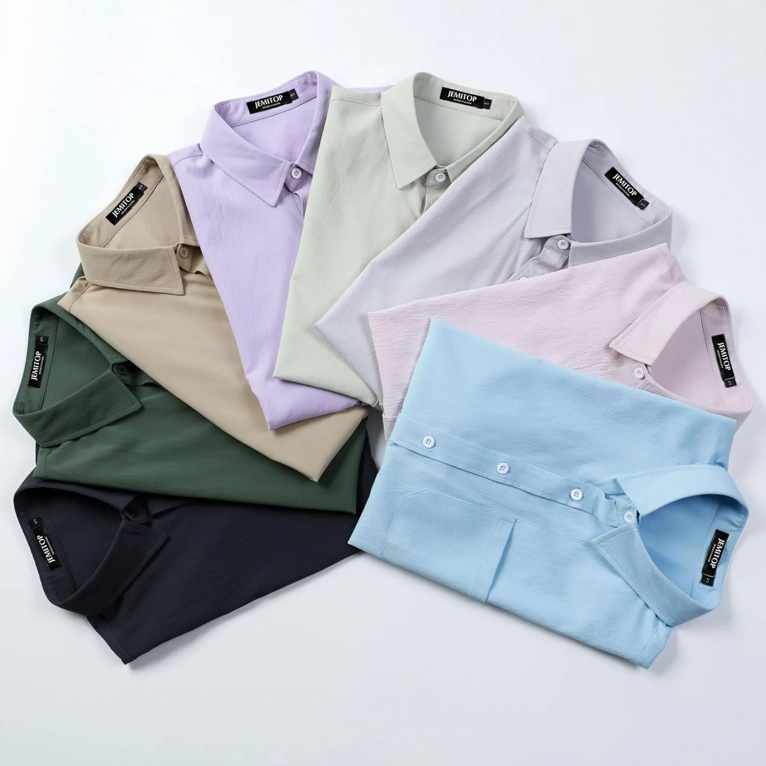 Men's Stretch Wrinkle Free Short Sleeve Texture Shirt Lightweight Summer Button Down Shirts for Beach Vacation
