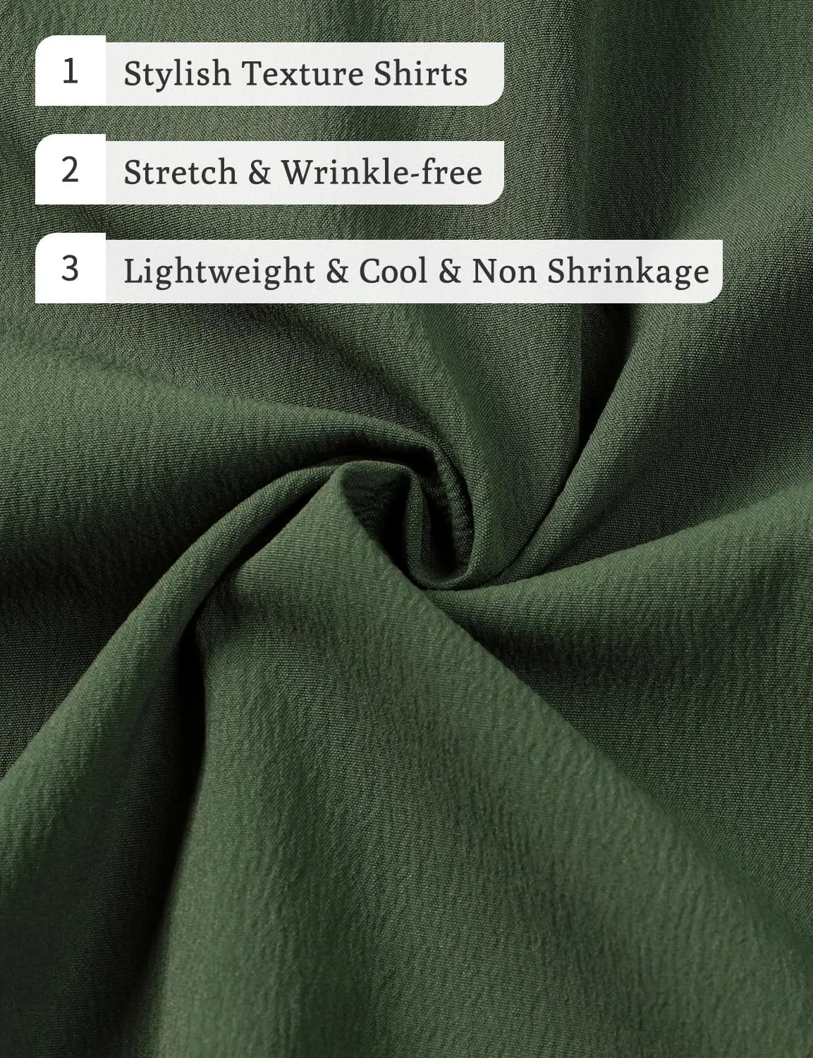 Men's Stretch Wrinkle Free Short Sleeve Texture Shirt Lightweight Summer Button Down Shirts for Beach Vacation