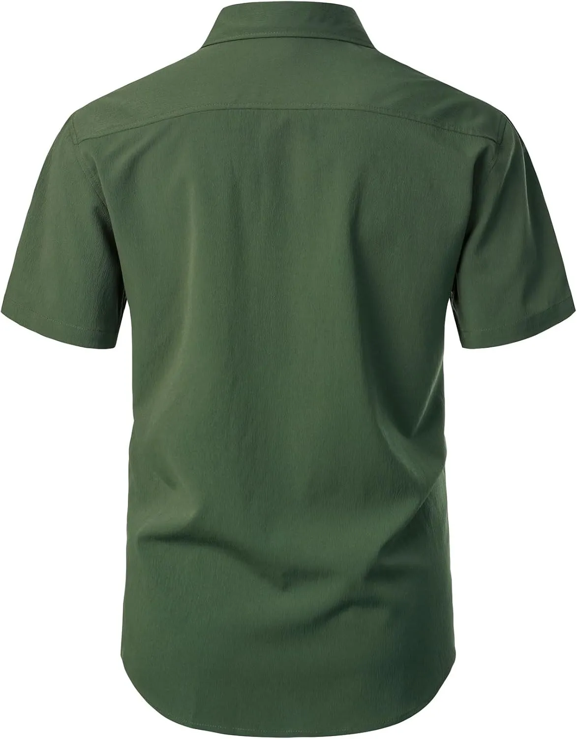 Men's Stretch Wrinkle Free Short Sleeve Texture Shirt Lightweight Summer Button Down Shirts for Beach Vacation