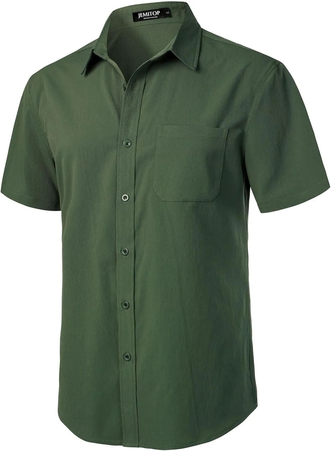 Men's Stretch Wrinkle Free Short Sleeve Texture Shirt Lightweight Summer Button Down Shirts for Beach Vacation