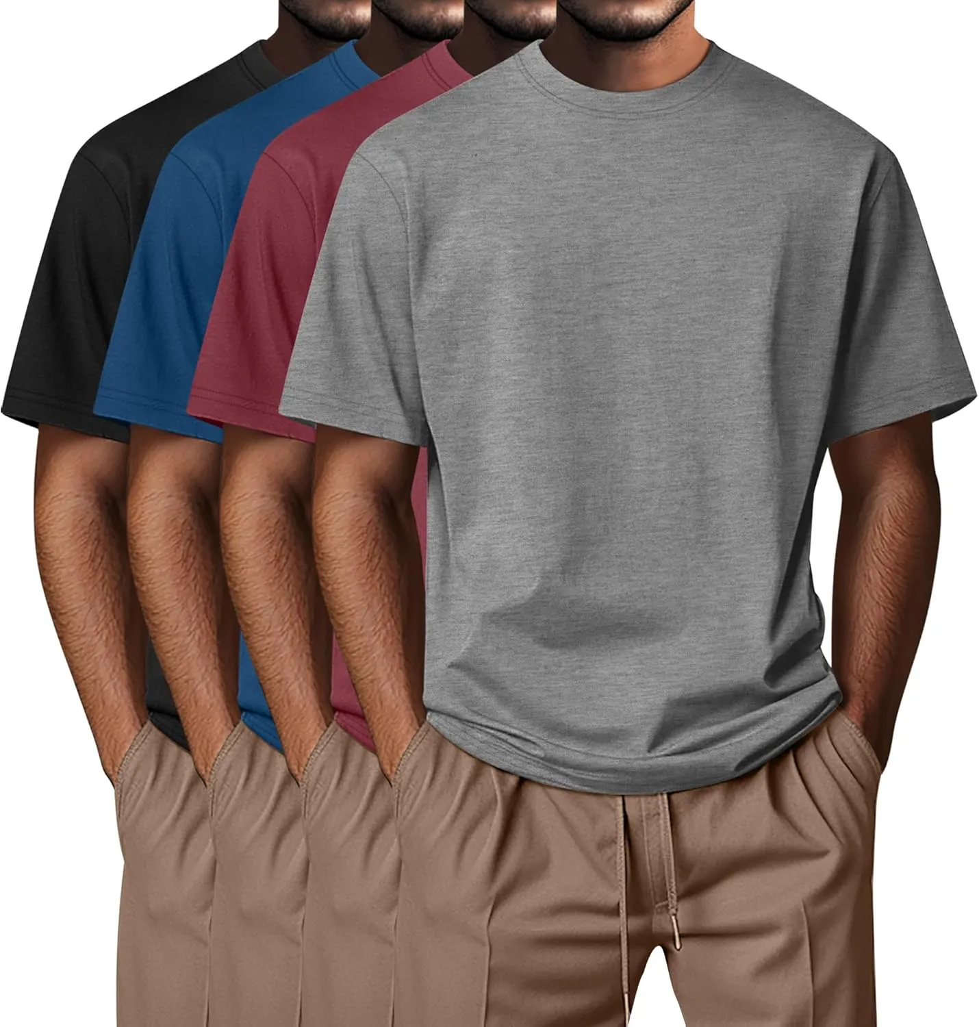 Neer 4 Pack Men's Big and Tall Shirts Summer Cotton Short Sleeve Tee Crew Neck Casual Top Basic Oversize T Shirts