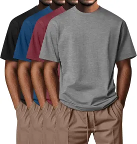 Neer 4 Pack Men's Big and Tall Shirts Summer Cotton Short Sleeve Tee Crew Neck Casual Top Basic Oversize T Shirts