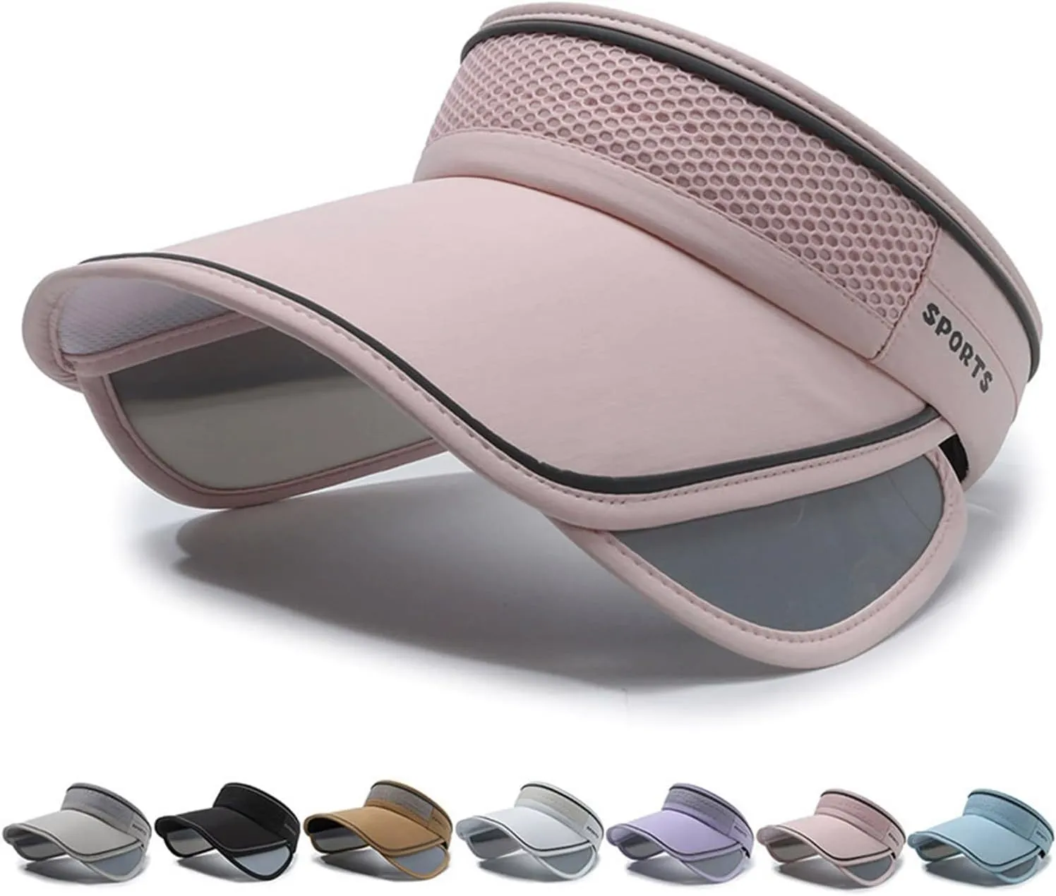 Peicees Sun Visors with Wide Brim for Women Men UPF50  UV Sun Protection Cap for Golf Tennis Beach Running Hiking Sports