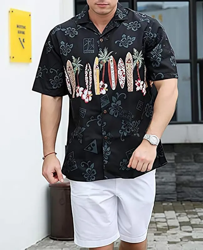 Tropical Storm Hawaiian Shirts for Men Short Sleeve Regular Fit Mens Floral Shirts