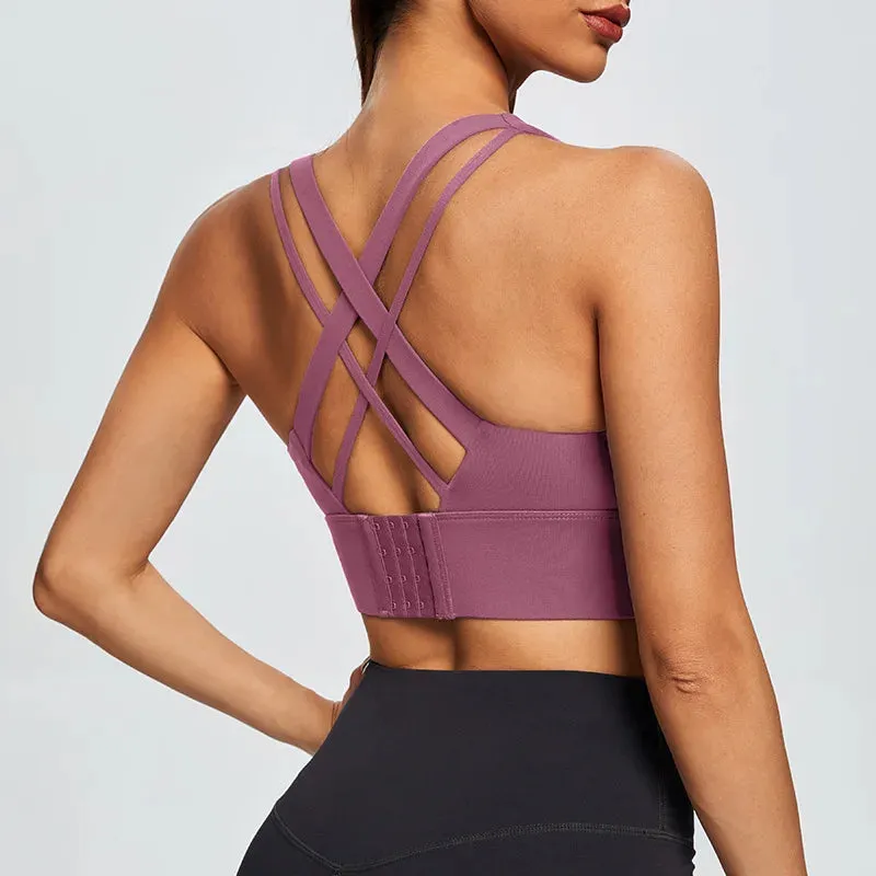 Yoga  Push Up Bra Women Sports Bra Back Closure High Impact Workout Sport Top Crop Fitness Wear For Yoga Gym Brassiere Sportswear
