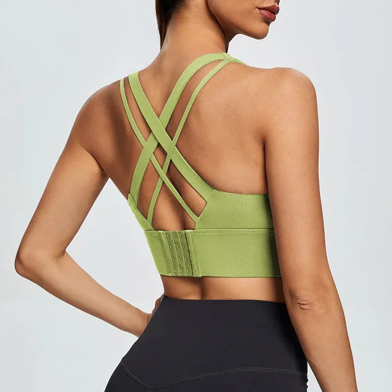 Yoga  Push Up Bra Women Sports Bra Back Closure High Impact Workout Sport Top Crop Fitness Wear For Yoga Gym Brassiere Sportswear