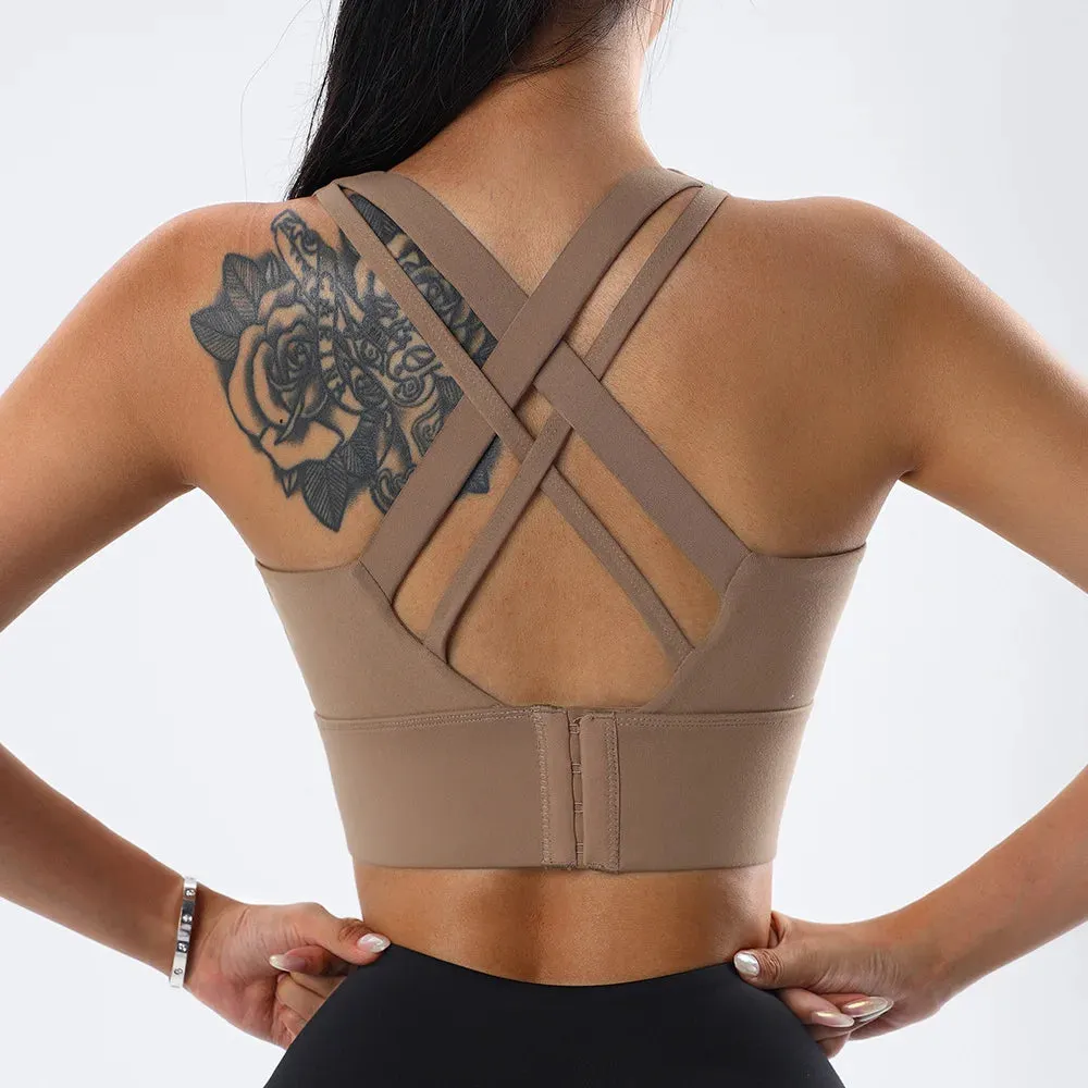 Yoga  Push Up Bra Women Sports Bra Back Closure High Impact Workout Sport Top Crop Fitness Wear For Yoga Gym Brassiere Sportswear
